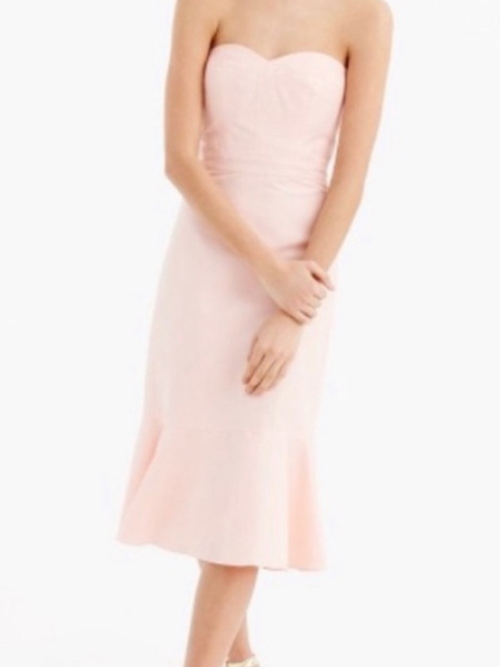 J. Crew Strapless Fluted Ruffle Hem Dark Pink Dress - Picture 4 of 9